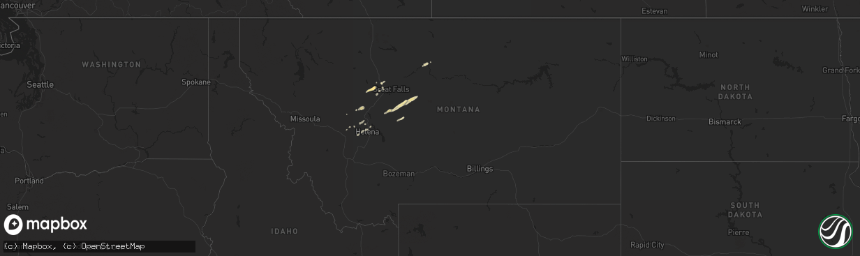 Hail map in Montana on June 12, 2014