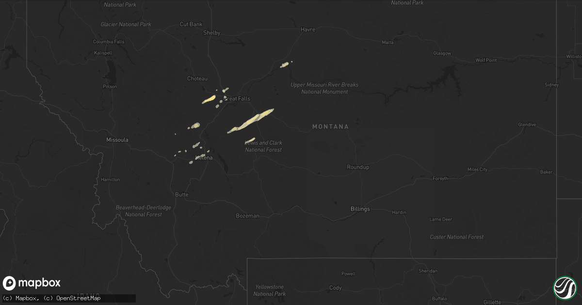 Hail map in Montana on June 12, 2014