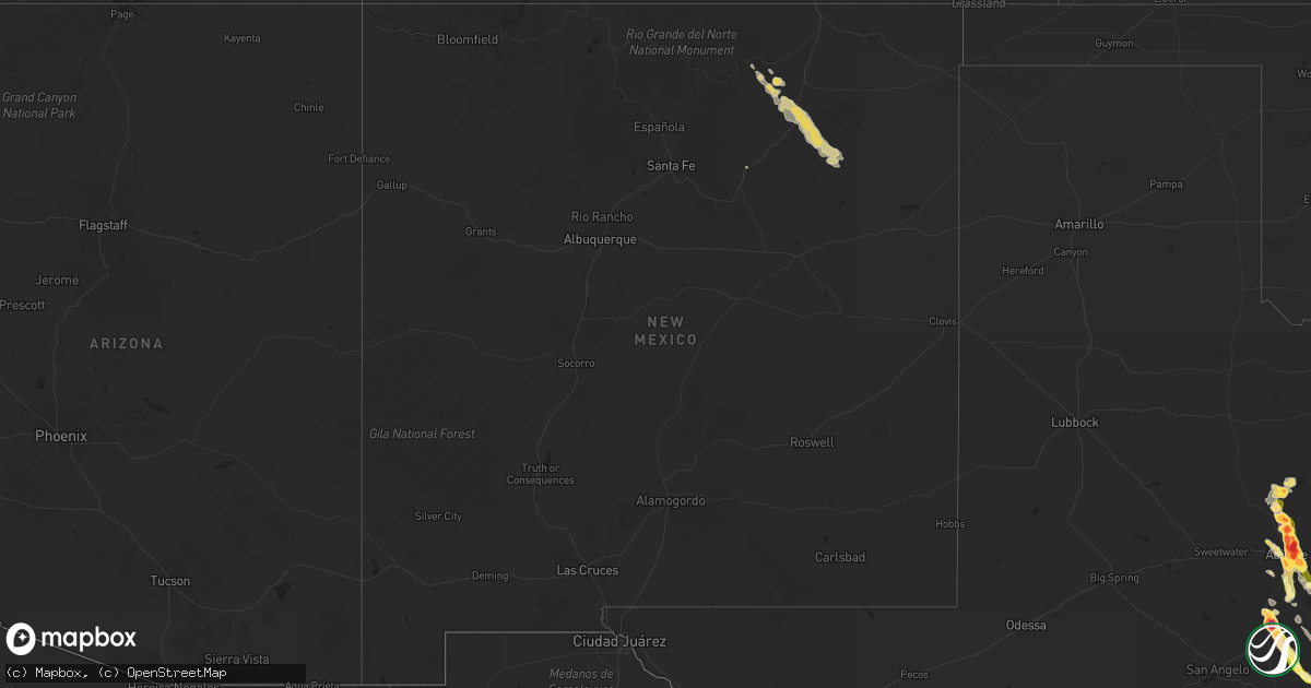 Hail map in New Mexico on June 12, 2014