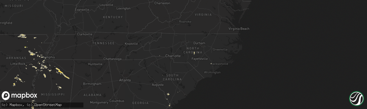 Hail map in North Carolina on June 12, 2014