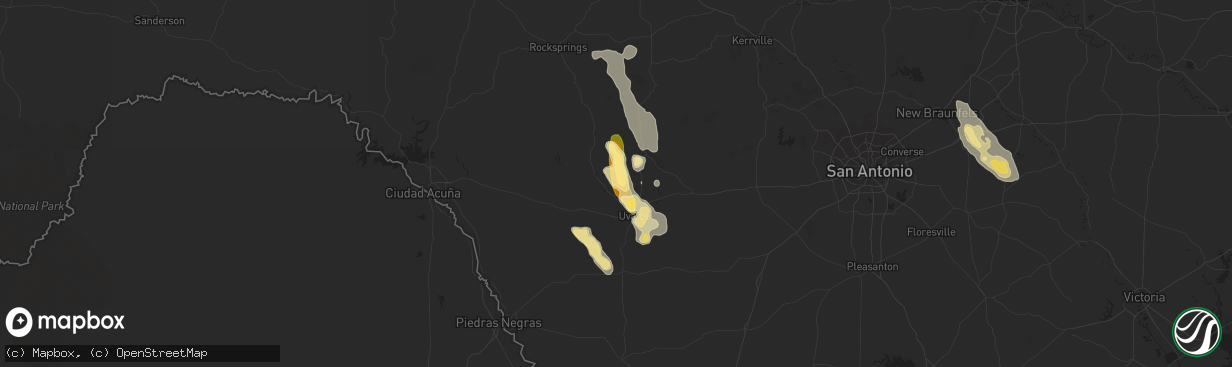 Hail map in Uvalde, TX on June 12, 2014