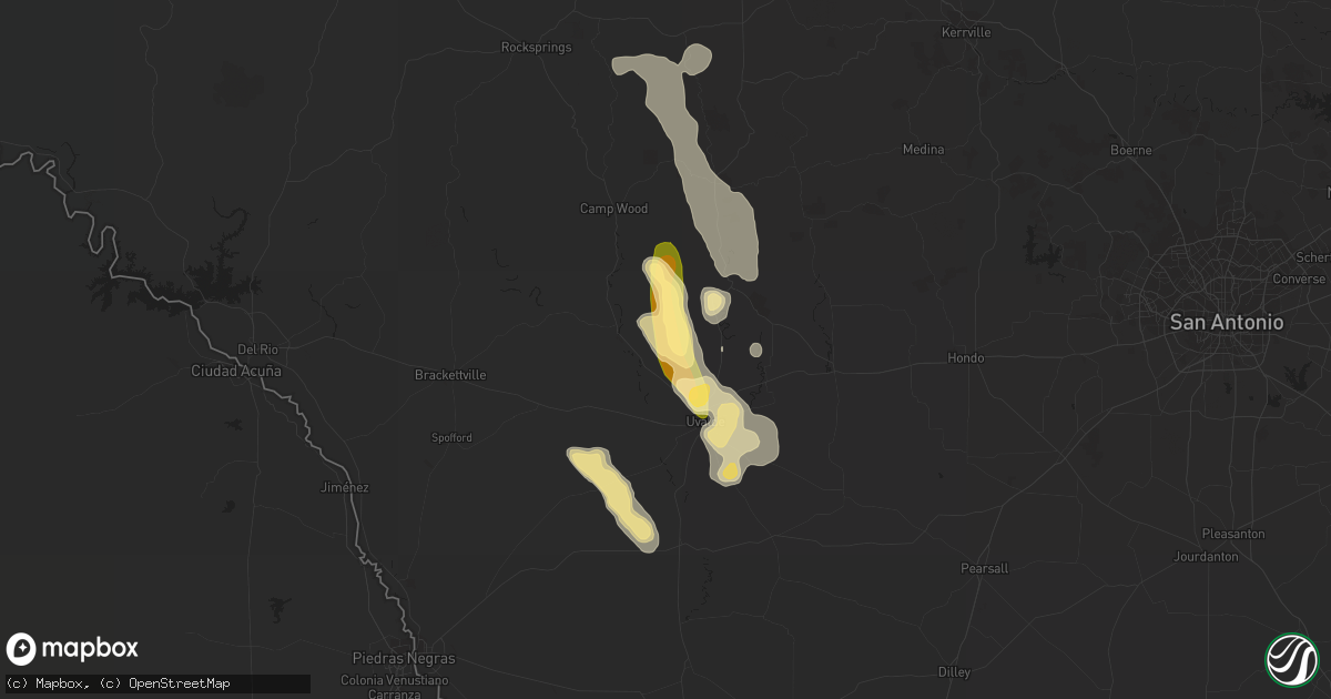 Hail map in Uvalde, TX on June 12, 2014