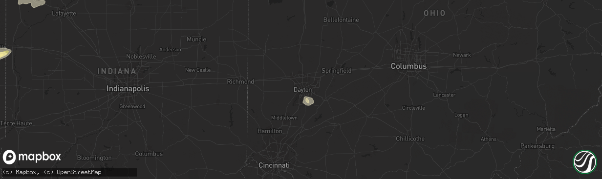 Hail map in Dayton, OH on June 12, 2015