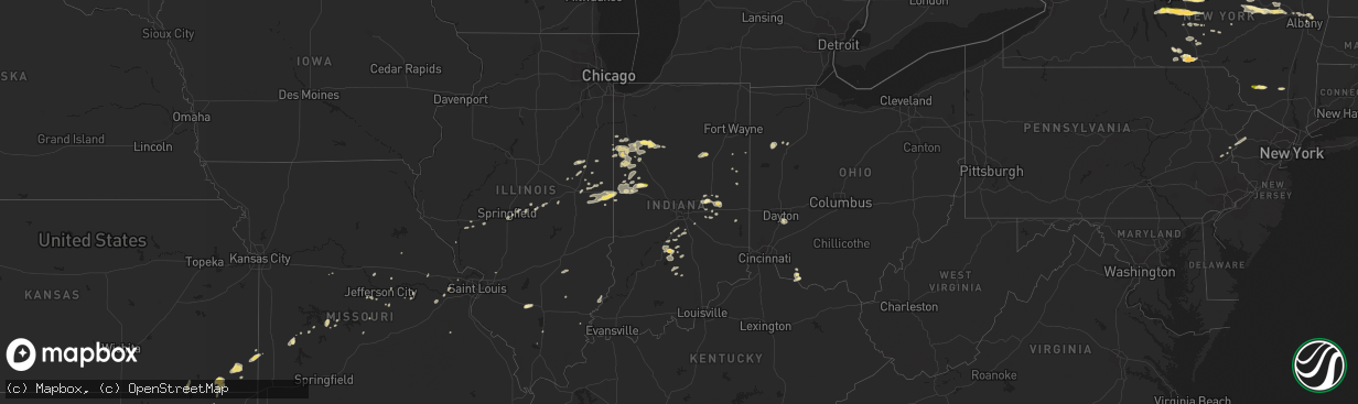 Hail map in Indiana on June 12, 2015