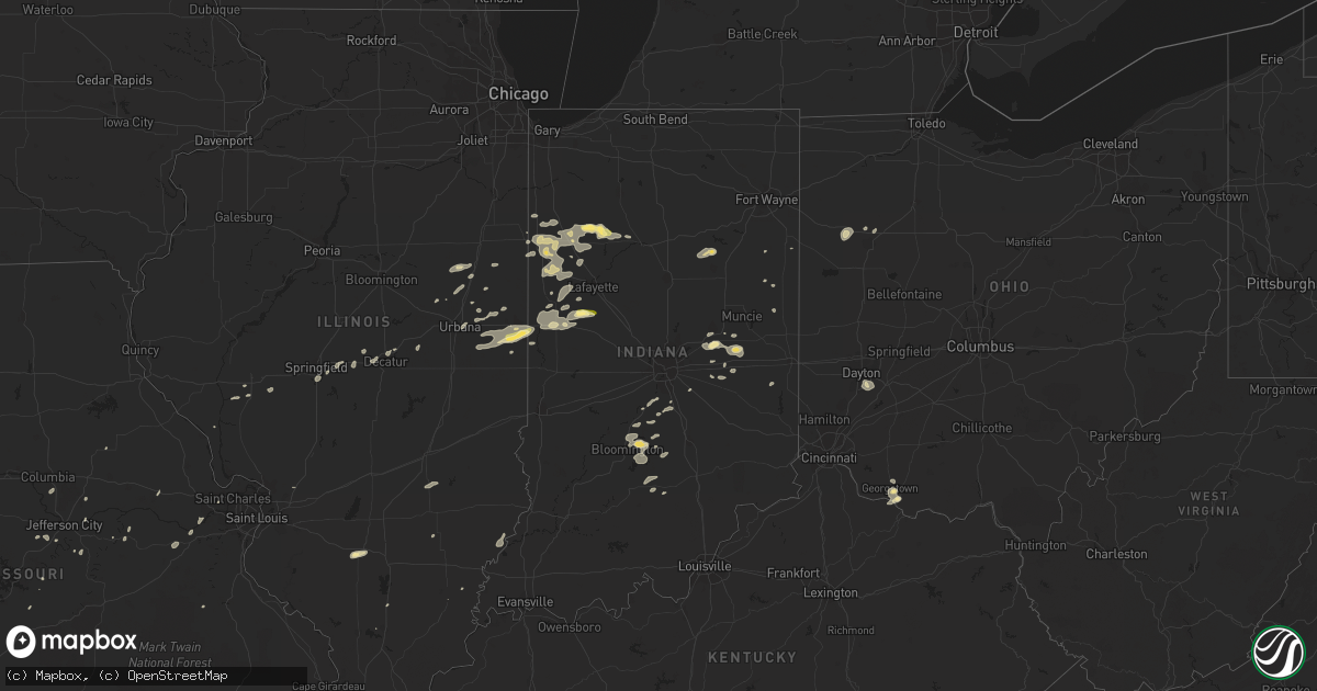 Hail map in Indiana on June 12, 2015