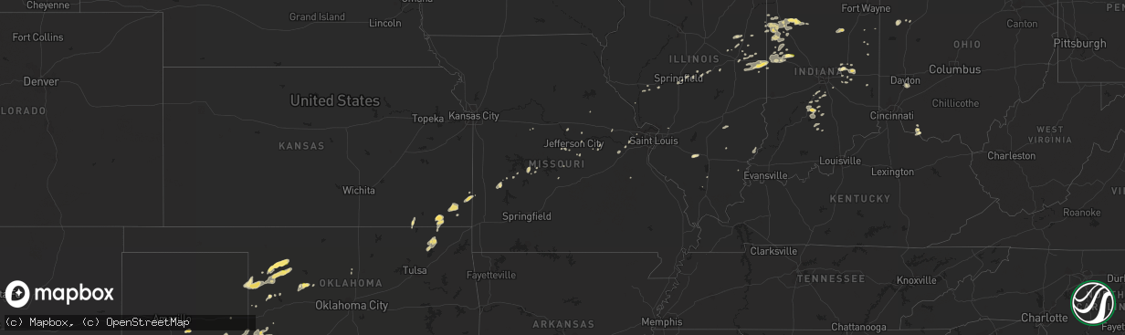 Hail map in Missouri on June 12, 2015