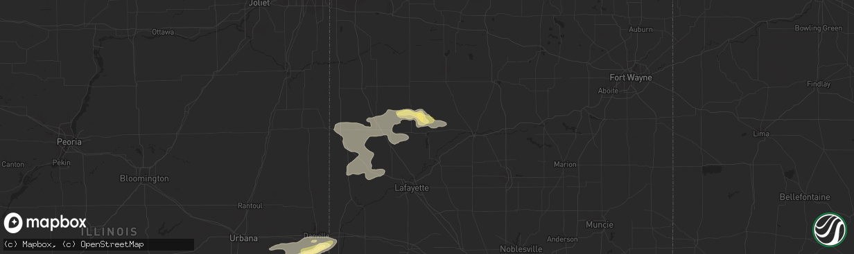 Hail map in Monticello, IN on June 12, 2015