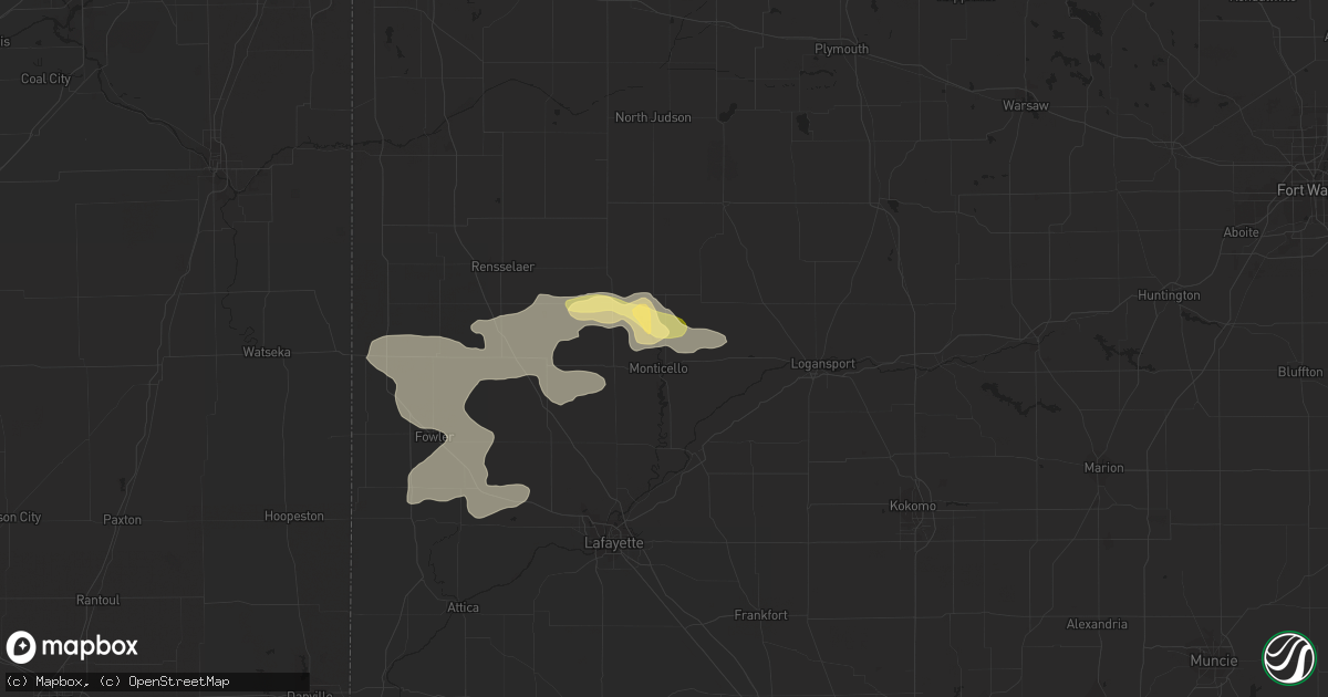 Hail map in Monticello, IN on June 12, 2015