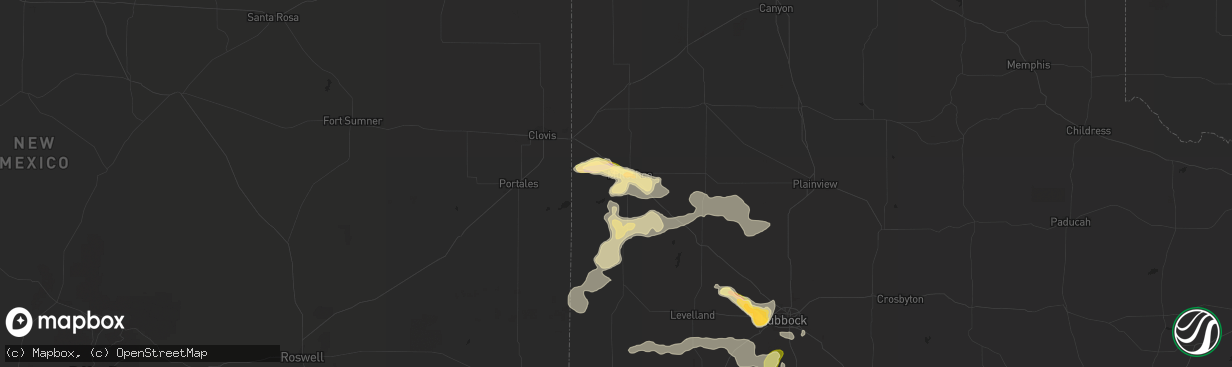 Hail map in Muleshoe, TX on June 12, 2015