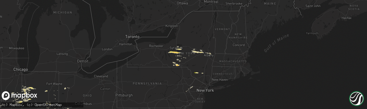 Hail map in New York on June 12, 2015