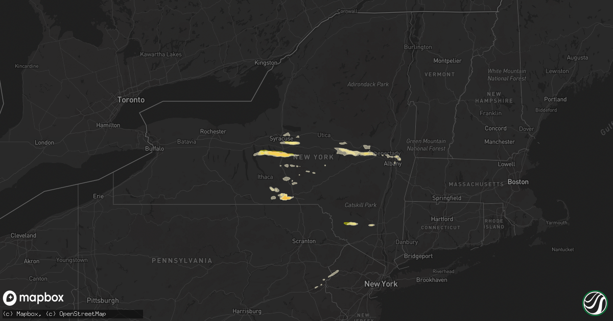 Hail map in New York on June 12, 2015