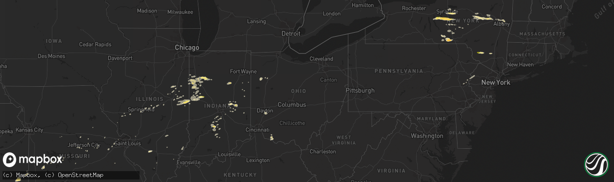 Hail map in Ohio on June 12, 2015