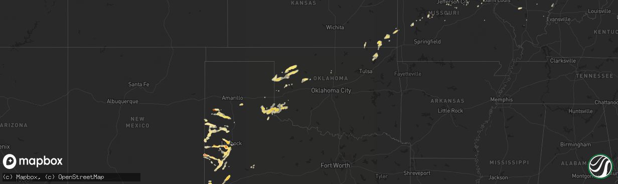 Hail map in Oklahoma on June 12, 2015