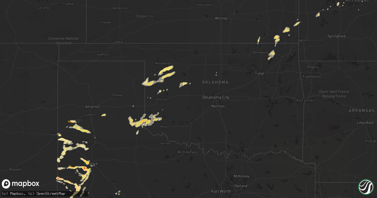 Hail map in Oklahoma on June 12, 2015