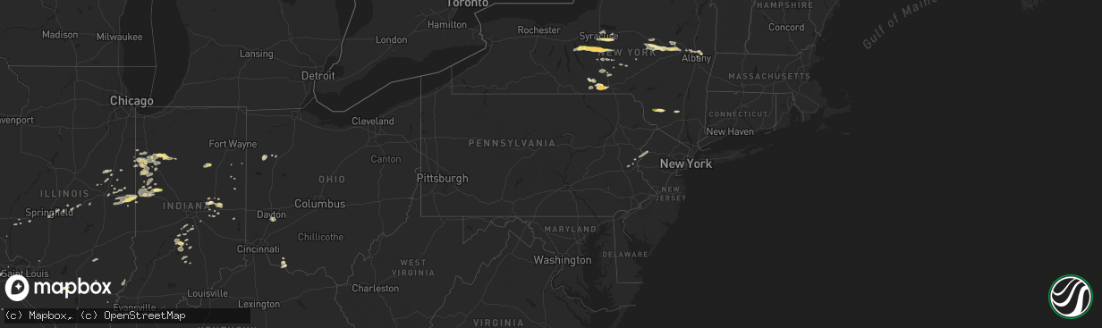 Hail map in Pennsylvania on June 12, 2015