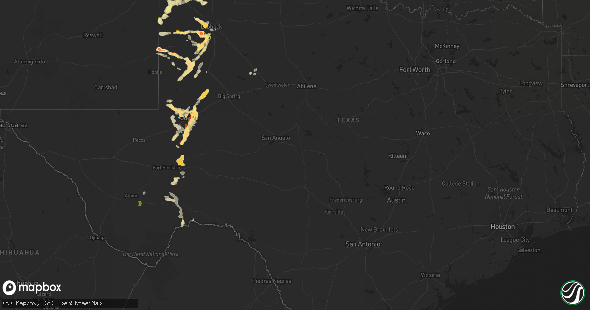 Hail map in Texas on June 12, 2015