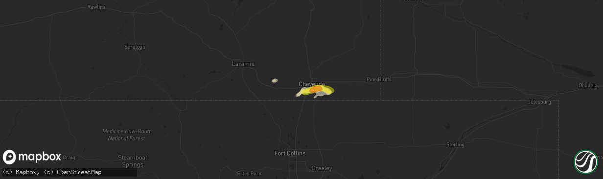 Hail map in Cheyenne, WY on June 12, 2016