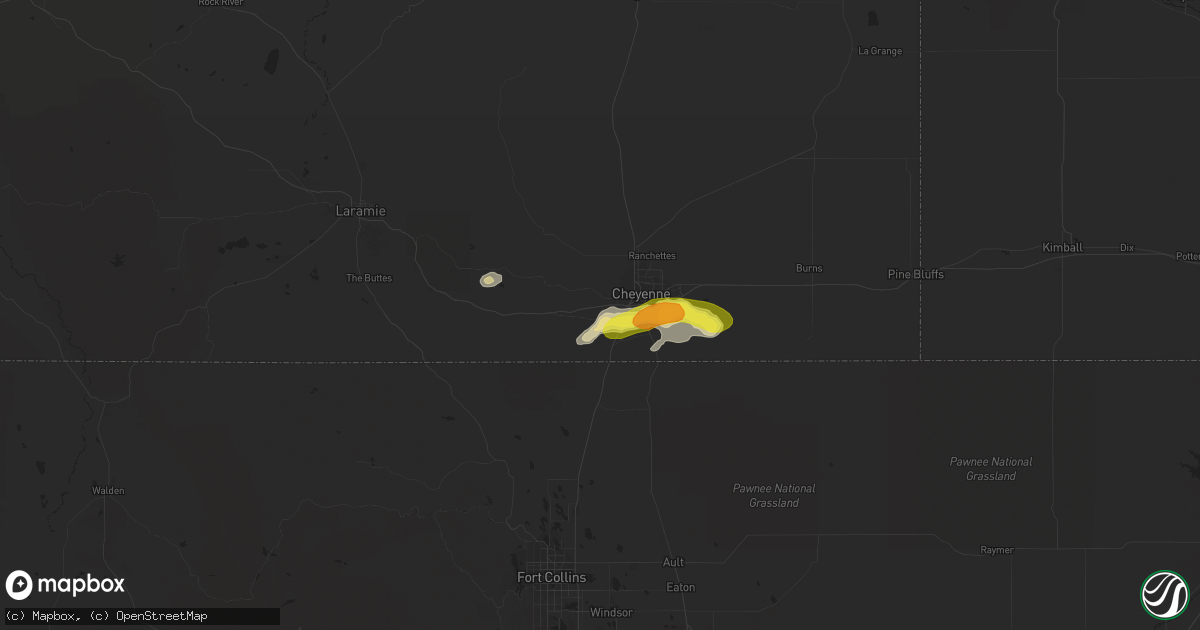 Hail map in Cheyenne, WY on June 12, 2016