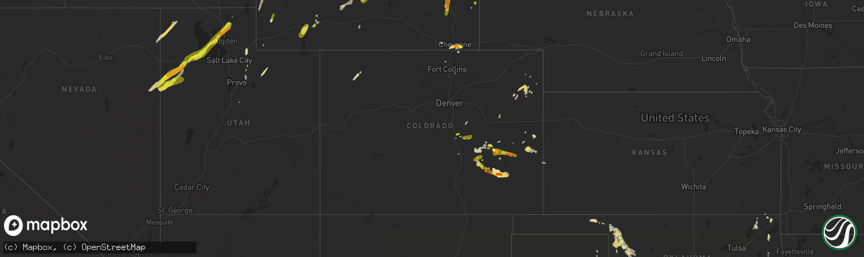 Hail map in Colorado on June 12, 2016