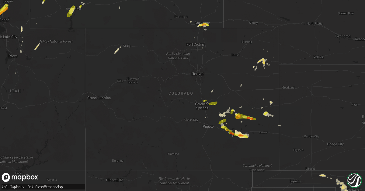 Hail map in Colorado on June 12, 2016