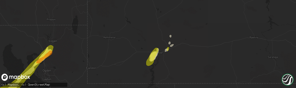 Hail map in Green River, WY on June 12, 2016