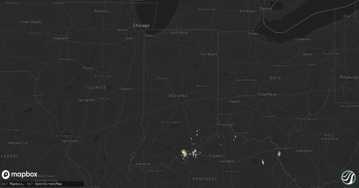 Hail map in Indiana on June 12, 2016
