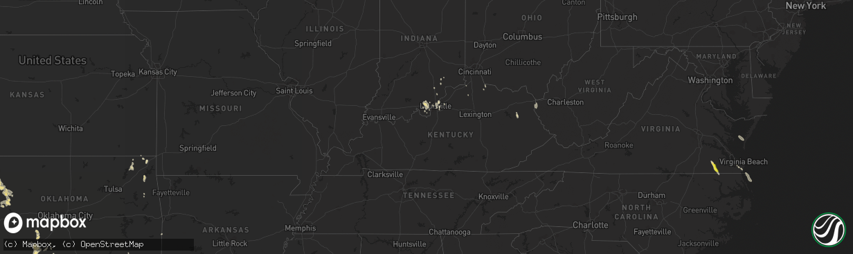 Hail map in Kentucky on June 12, 2016