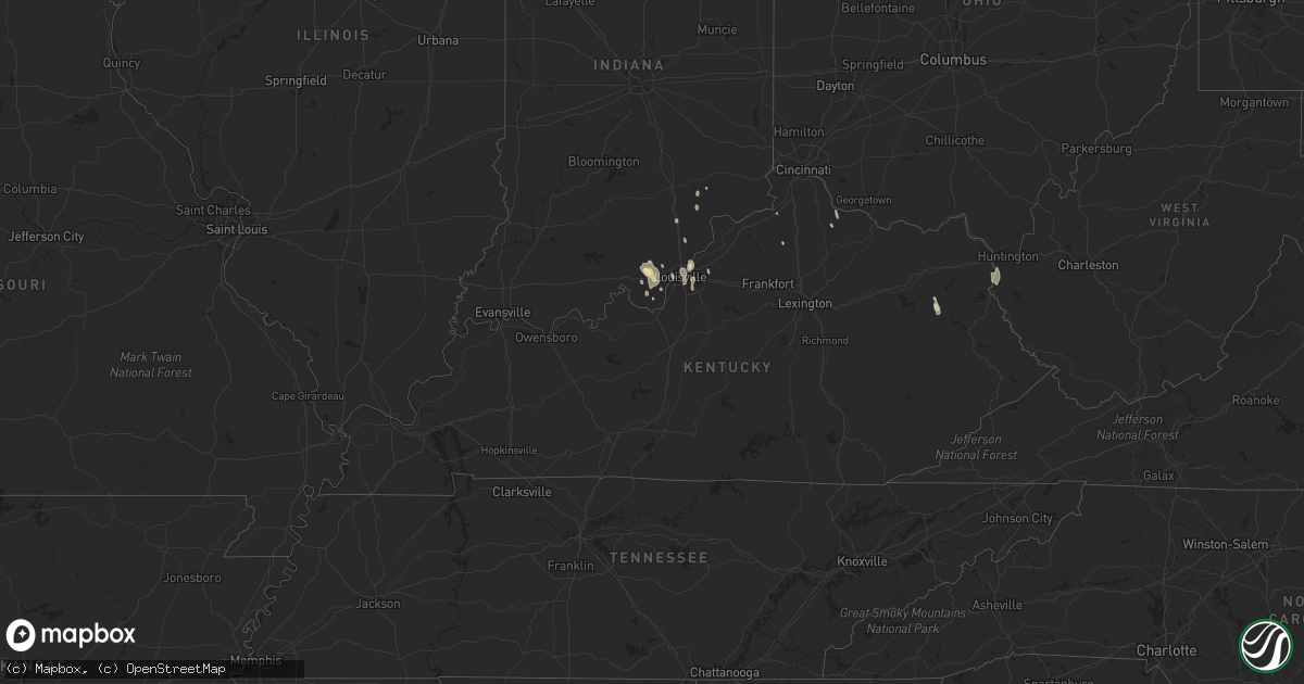 Hail map in Kentucky on June 12, 2016