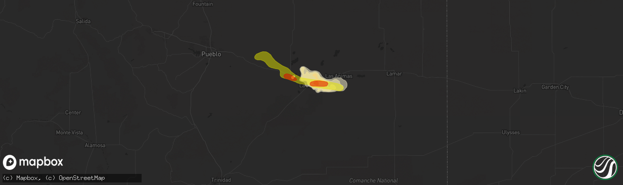 Hail map in La Junta, CO on June 12, 2016