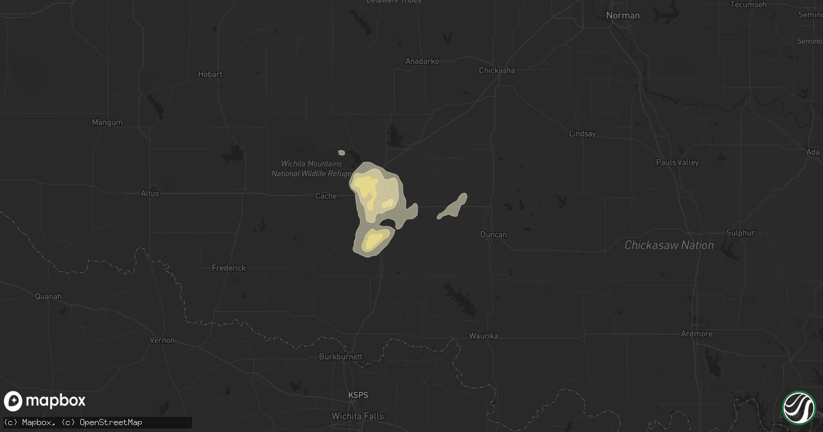 Hail map in Lawton, OK on June 12, 2016