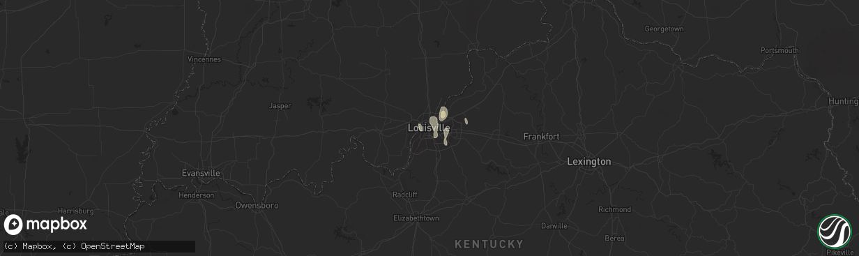 Hail map in Louisville, KY on June 12, 2016