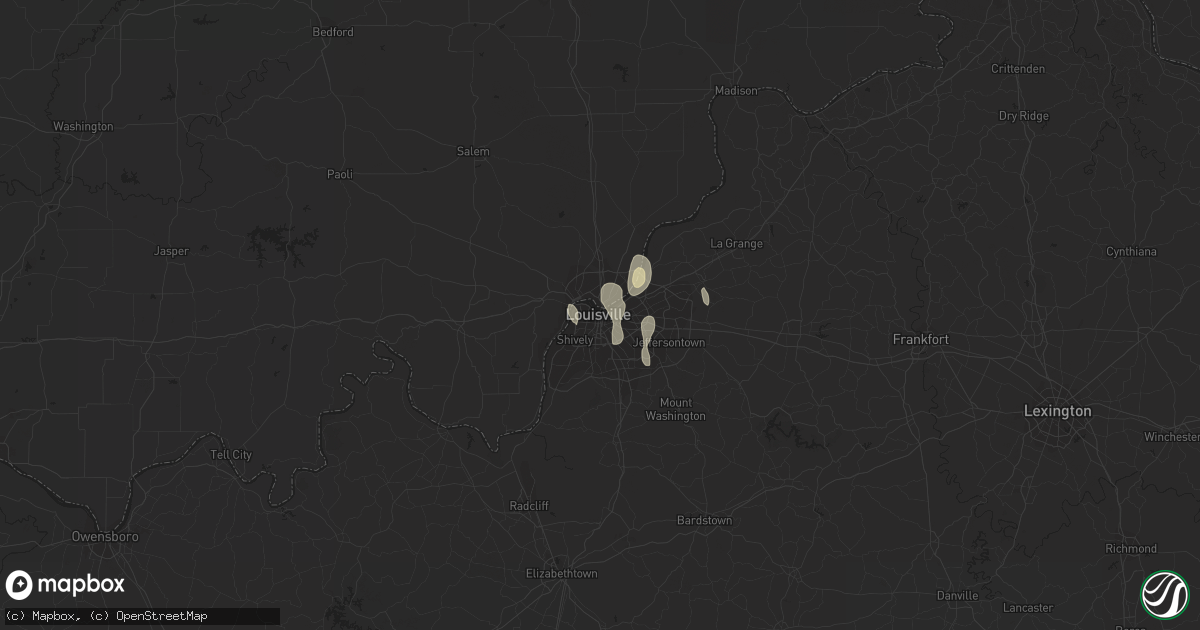 Hail map in Louisville, KY on June 12, 2016
