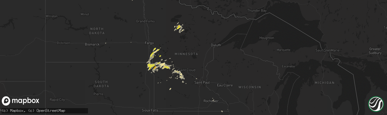 Hail map in Minnesota on June 12, 2016