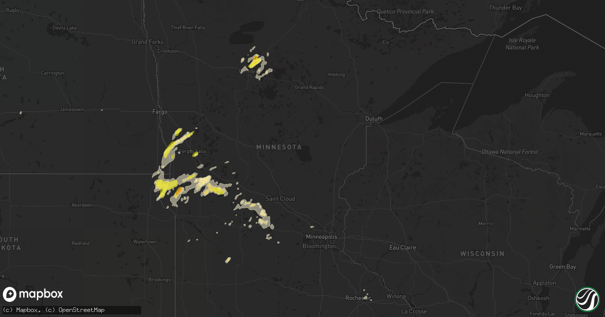 Hail map in Minnesota on June 12, 2016