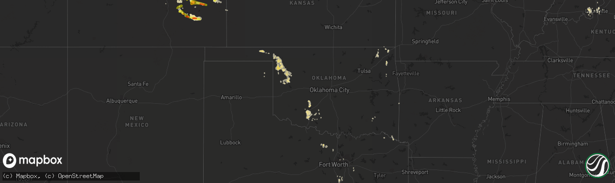 Hail map in Oklahoma on June 12, 2016