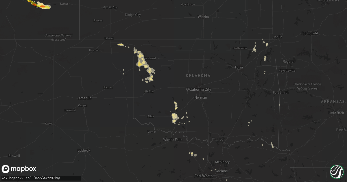 Hail map in Oklahoma on June 12, 2016