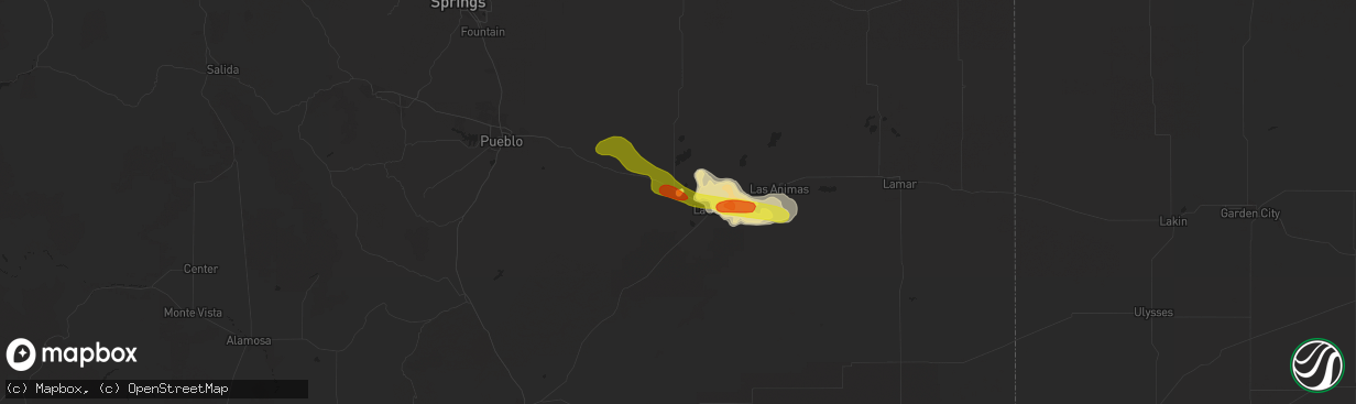 Hail map in Rocky Ford, CO on June 12, 2016