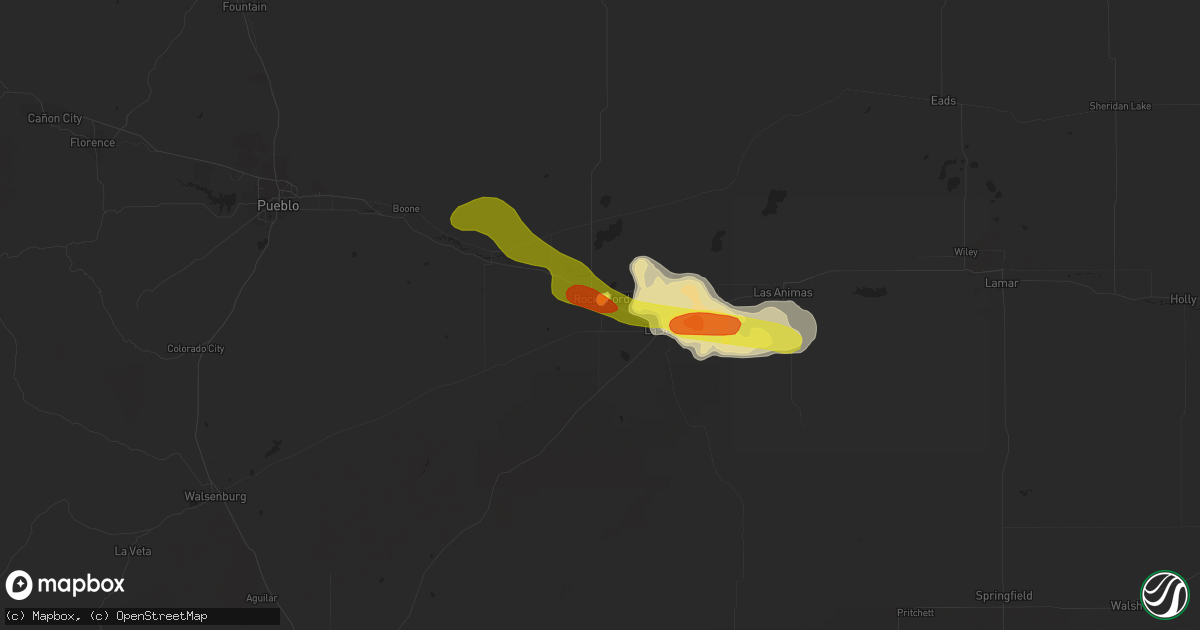 Hail map in Rocky Ford, CO on June 12, 2016
