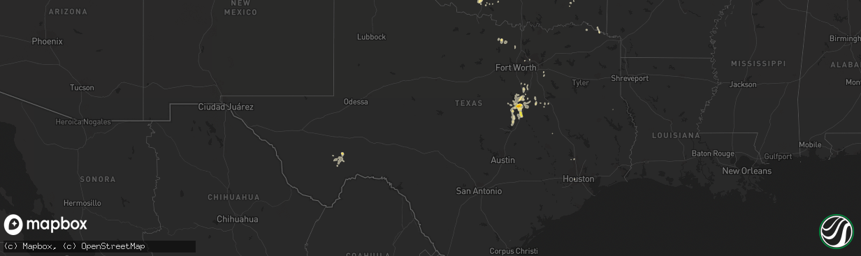 Hail map in Texas on June 12, 2016