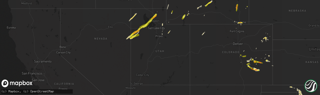 Hail map in Utah on June 12, 2016