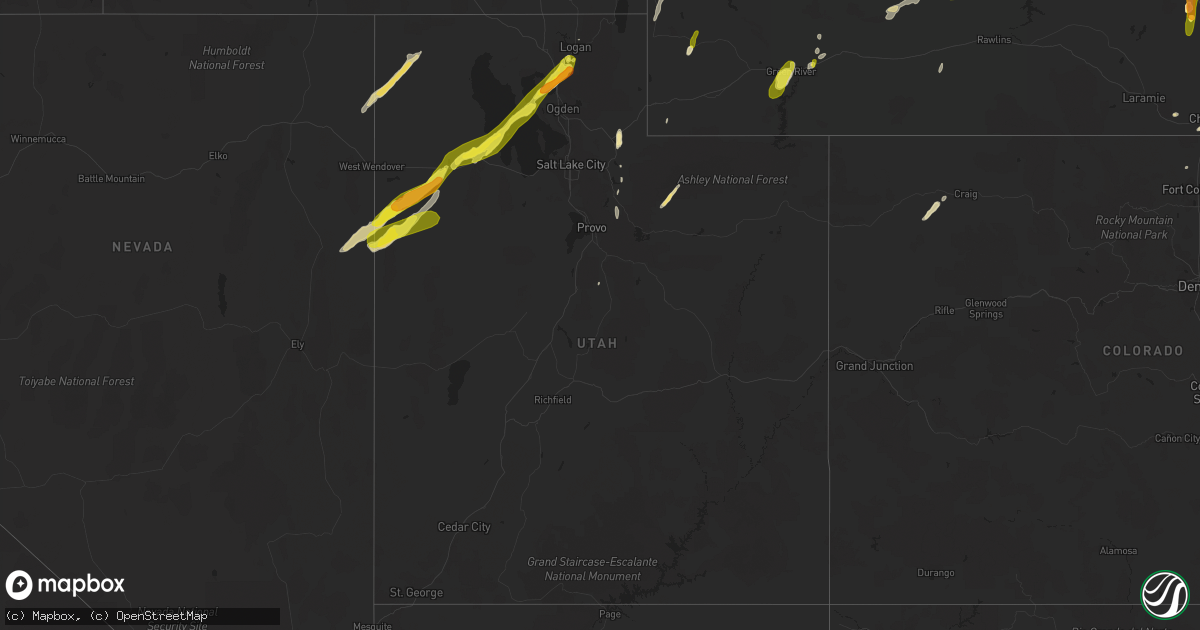Hail map in Utah on June 12, 2016