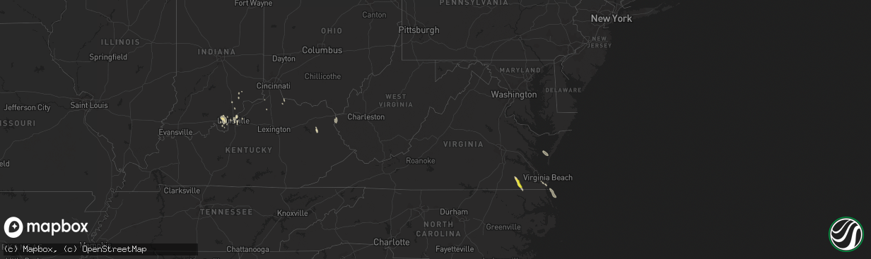 Hail map in Virginia on June 12, 2016