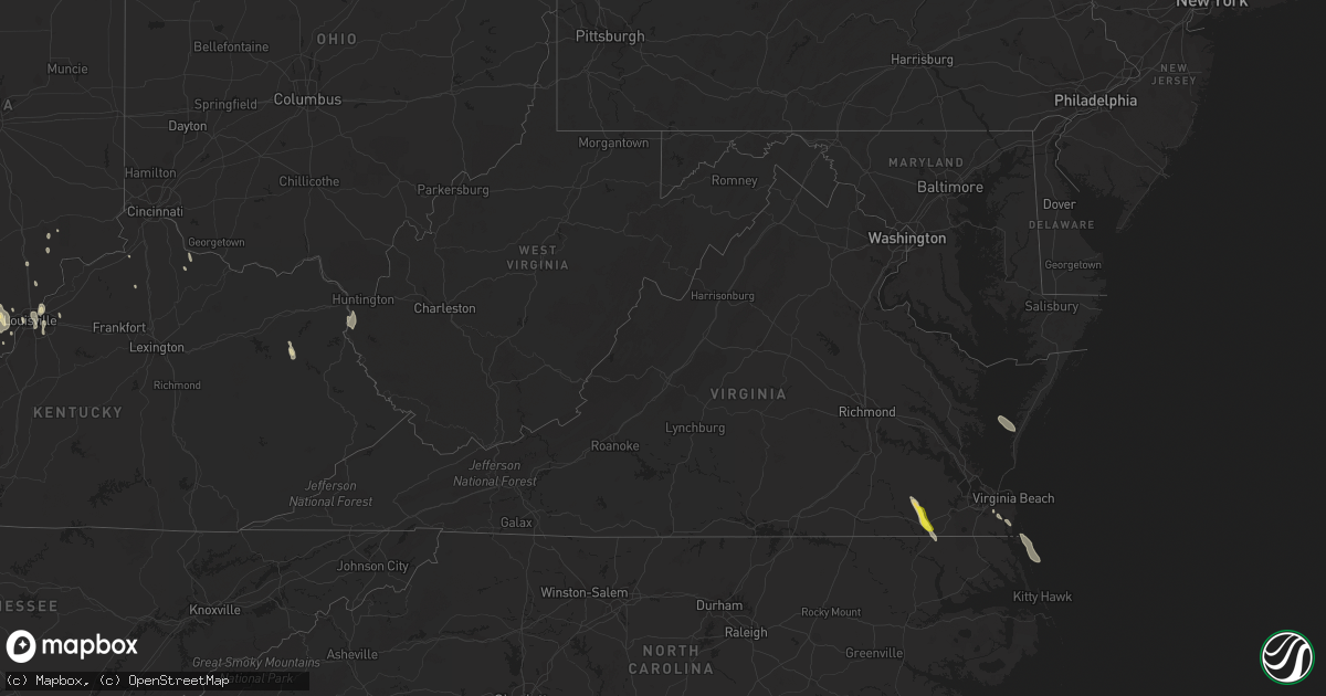 Hail map in Virginia on June 12, 2016