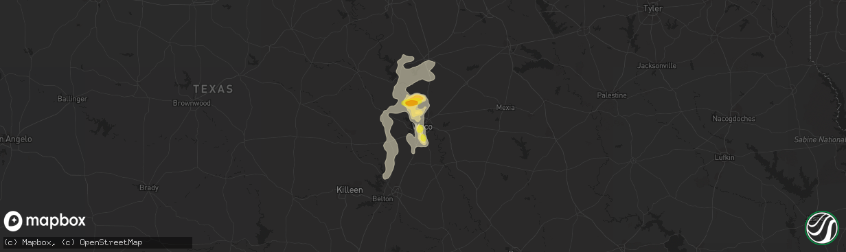 Hail map in Waco, TX on June 12, 2016