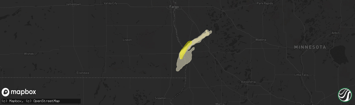 Hail map in Wahpeton, ND on June 12, 2016