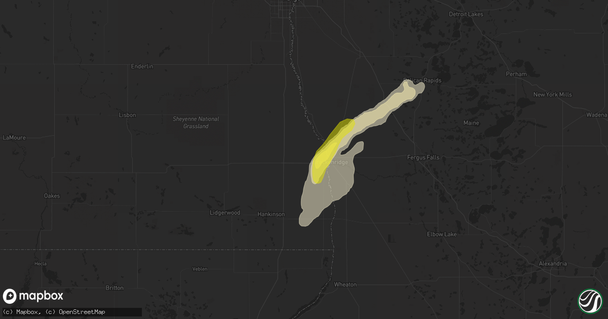 Hail map in Wahpeton, ND on June 12, 2016