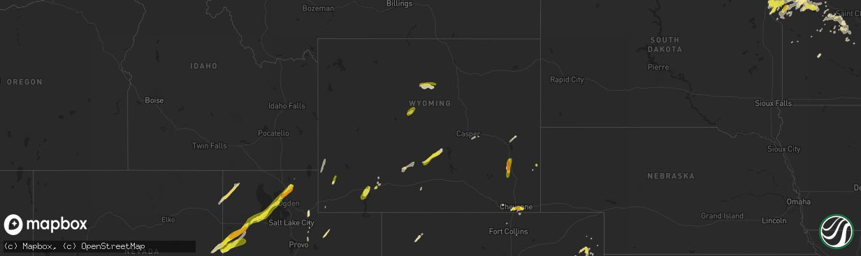 Hail map in Wyoming on June 12, 2016