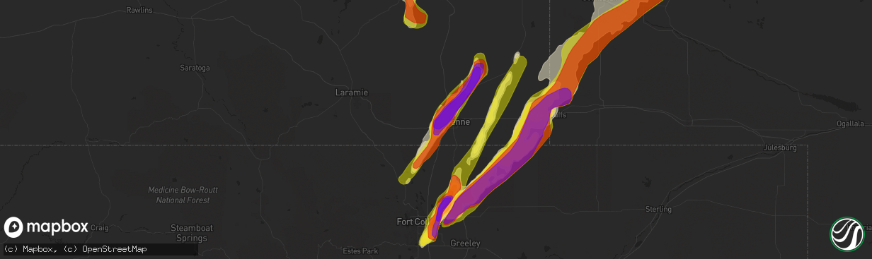 Hail map in Cheyenne, WY on June 12, 2017