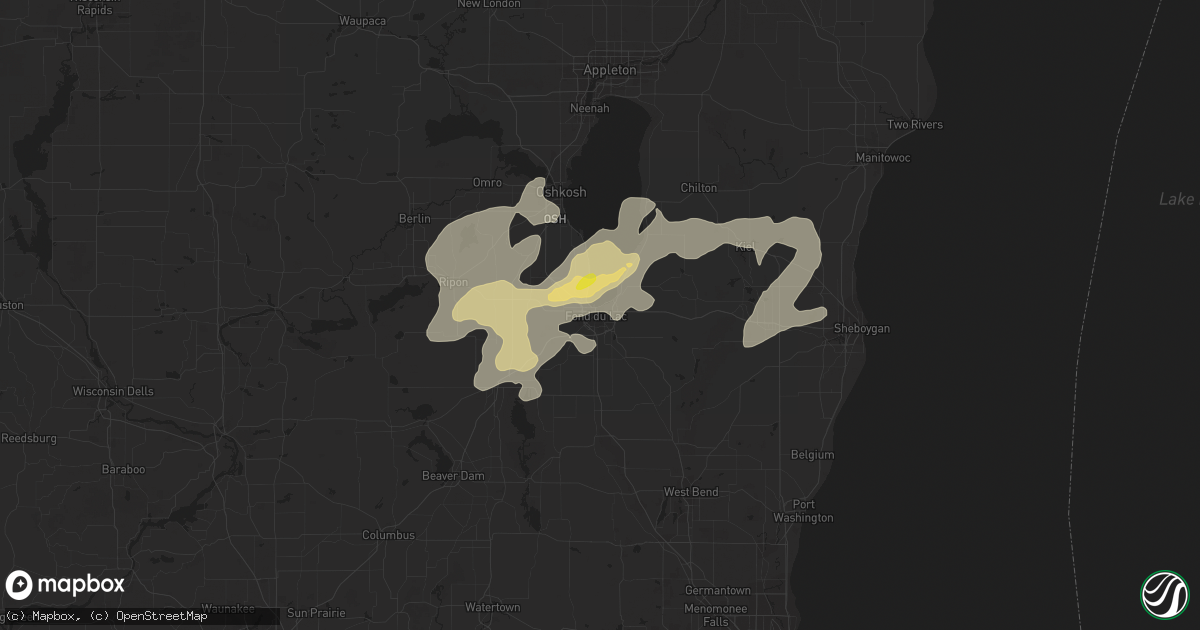 Hail map in Fond Du Lac, WI on June 12, 2017