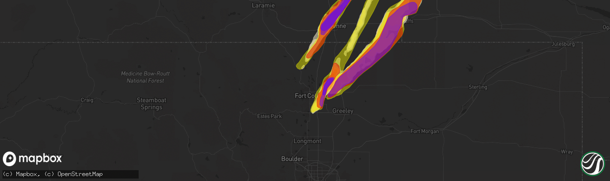 Hail map in Fort Collins, CO on June 12, 2017